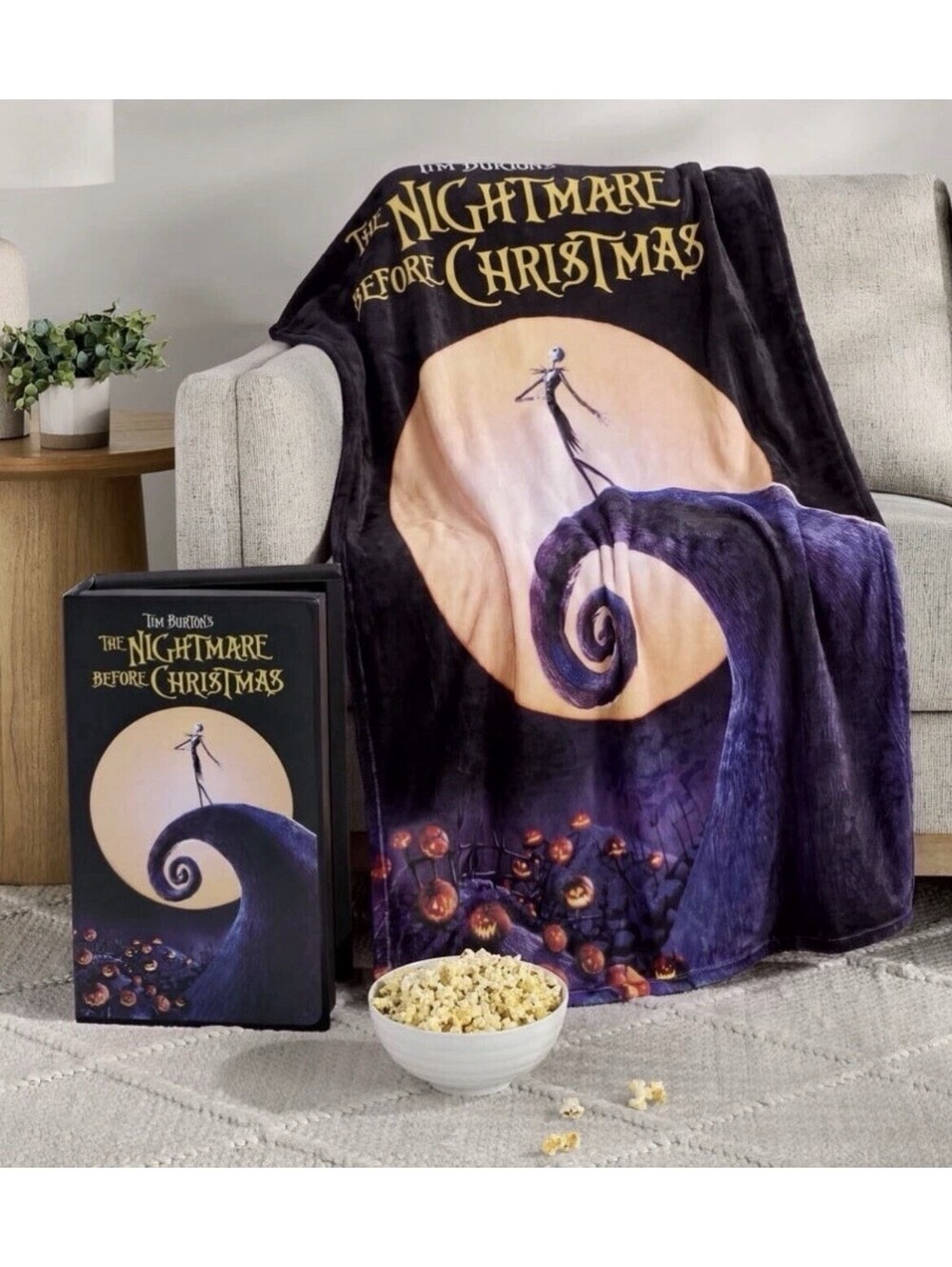 Disney VHS Boxed 50" × 70"  Blanket Nightmare Before Christmas NEW Sealed